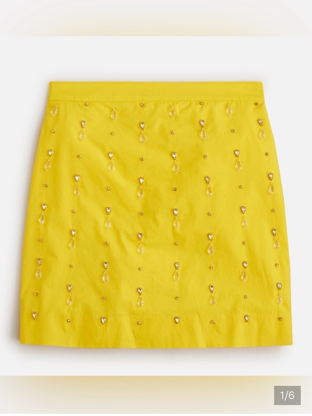J. Crew Yellow Mini Skirt with Teardrop Embellishments